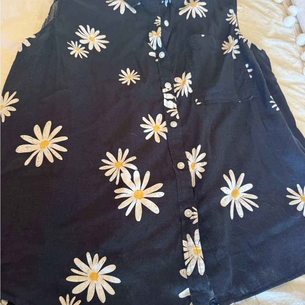 SO Black Top with Floral Design